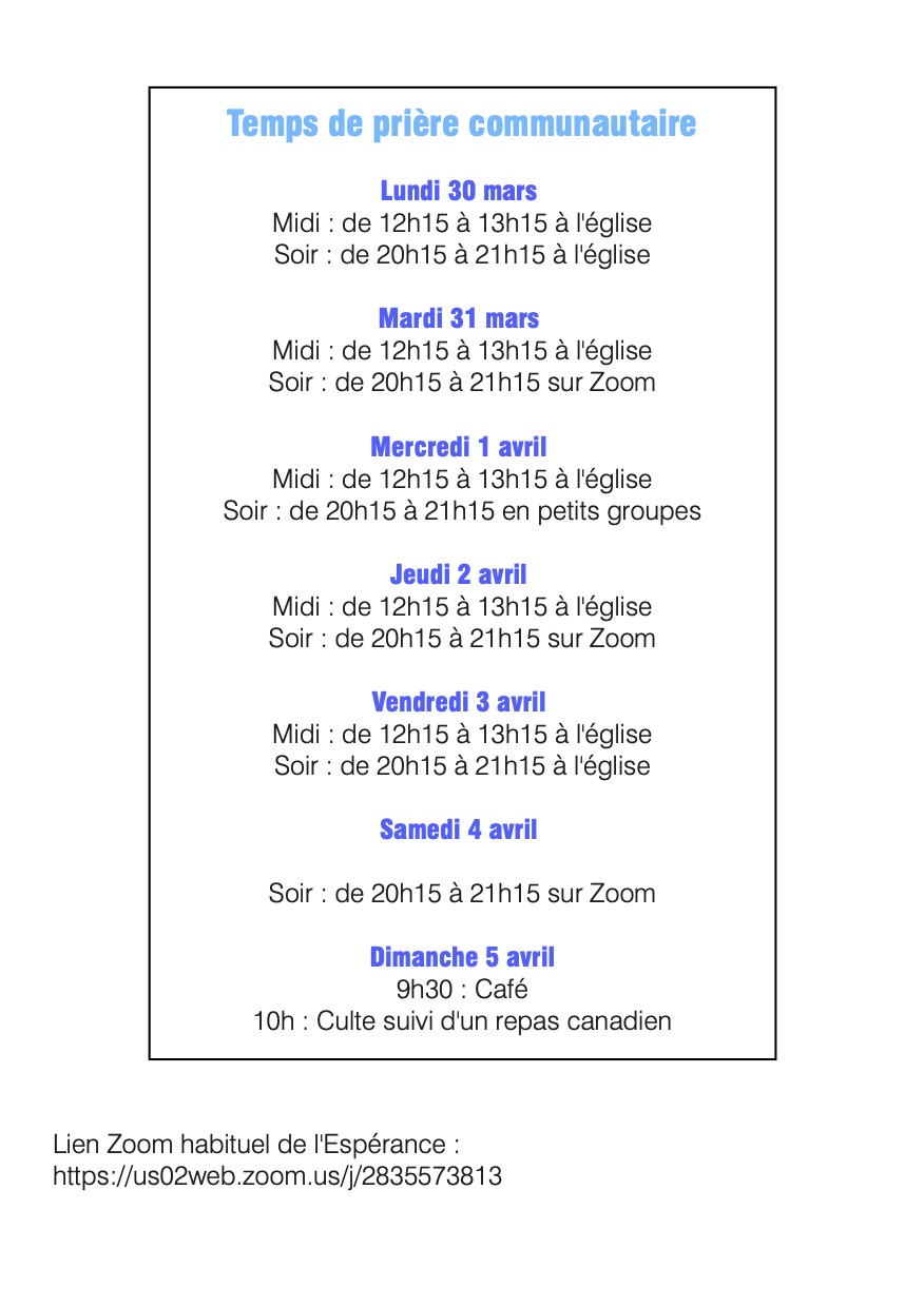 Semaine jeune et prière 2026